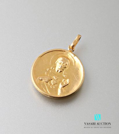 null Round medal in yellow gold 750 thousandths double face : Virgin with the child...