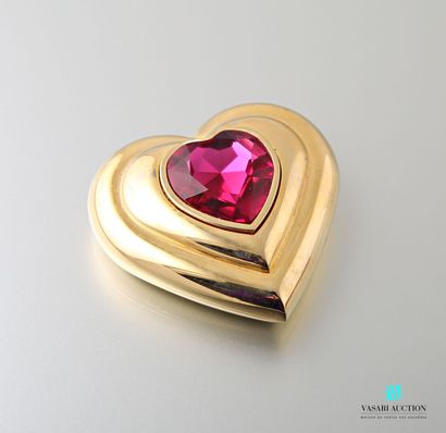 null Yves SAINT LAURENT 
Heart-shaped gilded metal poudrier decorated with a faceted...