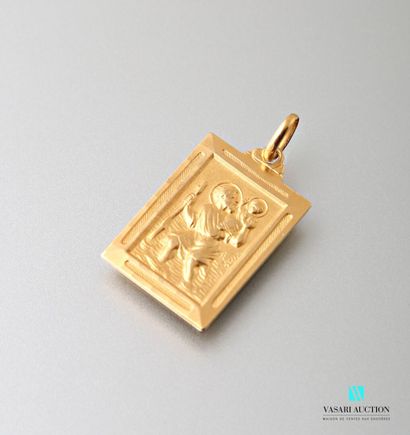 null Médaille rectangulaire en or jaune 750 millièmes "Saint Christophe" 
Poids :...