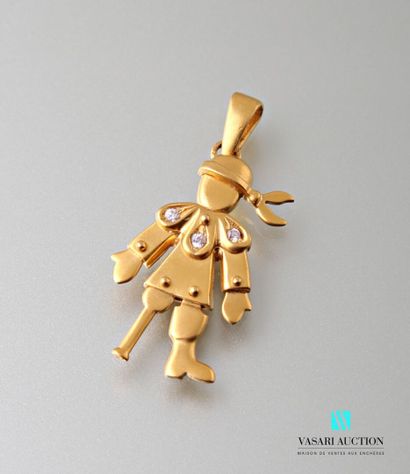 null Pendant articulated in yellow gold 750 thousandths "Pirate", the neck set with...
