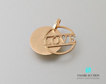 null Round pendant in yellow gold 750 thousandths formed of two pendants: a round...