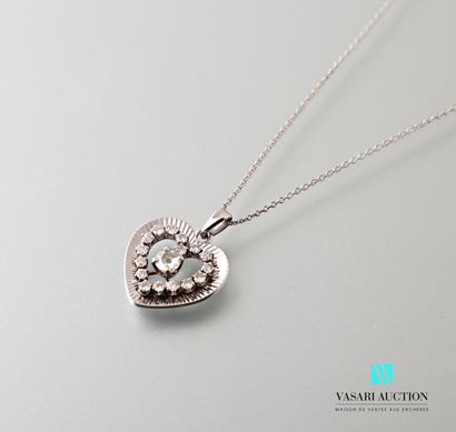 null A chain in white gold 750 thousandths mesh jaseron and a pendant heart in white...