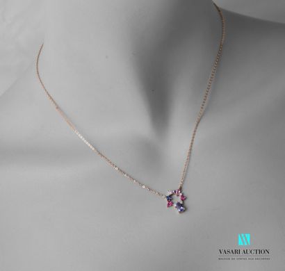 null Necklace in pink gold 750 thousandths decorated with a tanzanite of pear size...