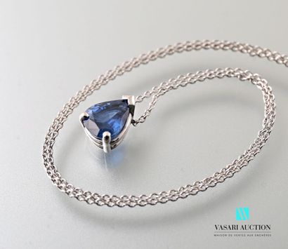 null Pendant and its chain with mesh forçat in white gold 750 thousandths decorated...