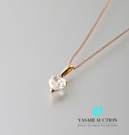 null A chain in pink gold 750 thousandths and a diamond heart pendant of approximately...
