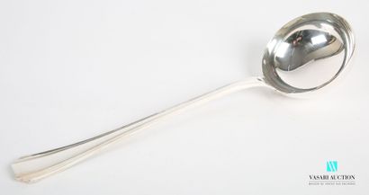null Ladle in silver plated metal, the handle decorated with baguettes arranged in...