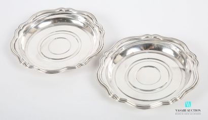 null Pair of silver coasters, the edge is hemmed with fillets
Master goldsmith :...