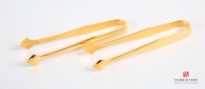 null Pair of gilt metal sugar tongs, the arms tapered.
Goldsmith : Christofle
Length...