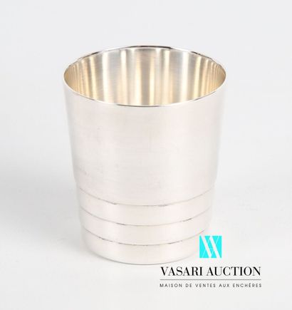 null Suite of six silver-plated metal goblets on a flat bottom, the truncated cone-shaped...