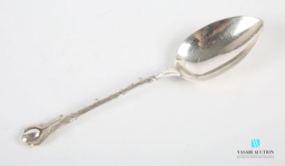 null Set of twelve silver plated mocha spoons, the spoon simulating a leaf, the handle...