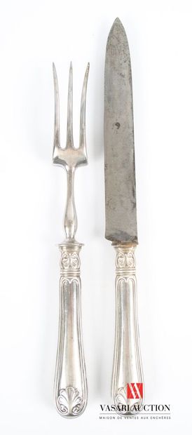 null Cutlery of service to be cut out, the handle out of silver plated metal hemmed...