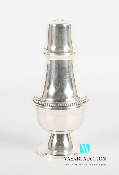 null Saupoudreuse of baluster form out of silver plated metal posing on a pedestal...