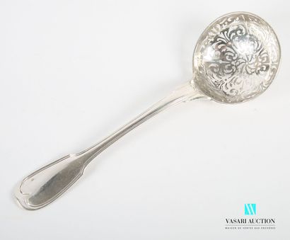 null Silver sprinkling spoon, the handle hemmed with fillets, the spoon of round...