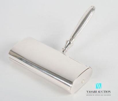 null Silver plated metal crumb catcher of rectangular form, the handle hemmed with...