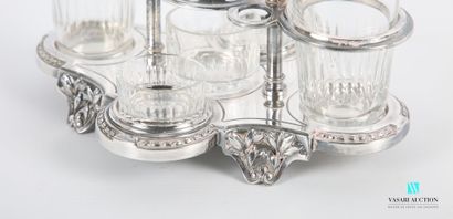 null Oil and vinegar cruet, the silver-plated metal support decorated with a frieze...
