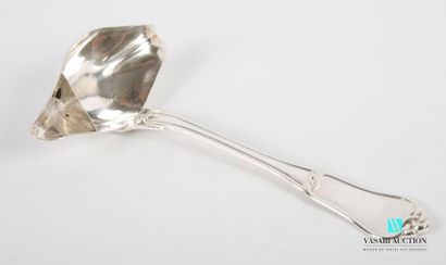 Silver sauce spoon, the handle hemmed with...