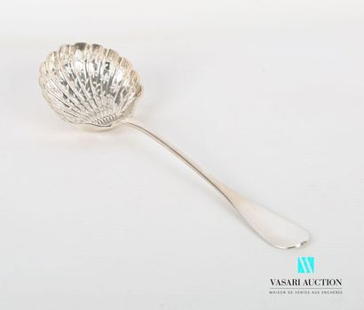 null Silver spoon, the plain handle has a medallion with a number on its base decorated...