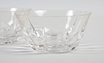 null SAINT LOUIS 
Six crystal fruit dishes, the body hemmed with a frieze of flamed...