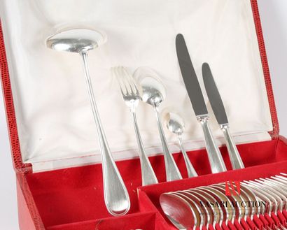 null Silver-plated metal set of sixty-one pieces, the handle decorated with nets,...