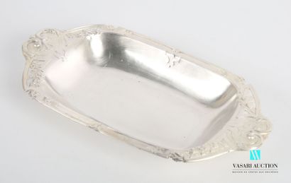 null Silver-plated basket of oblong form, the edge decorated with nets finished by...