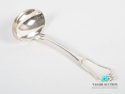 null Silver sauce spoon, the handle decorated with nets is decorated with Gordian...
