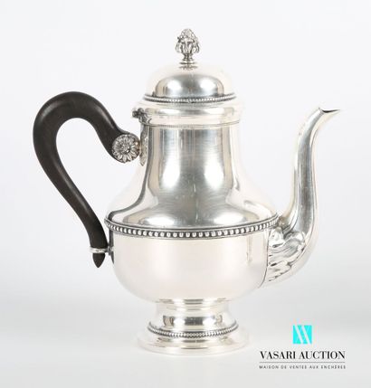 null Teapot and its sugar bowl in silver plated metal of baluster form posing on...
