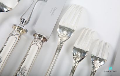null Silver-plated household set with foliage scrolls, Marly model, including twelve...