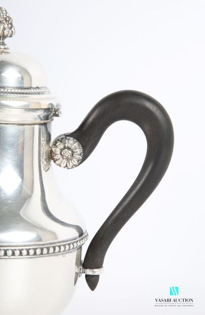 null Teapot and its sugar bowl in silver plated metal of baluster form posing on...