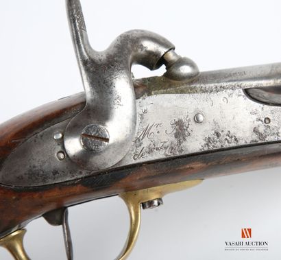 null French regulation pistol model 1822 T bis, barrel pans then round of 19,8 cm,...