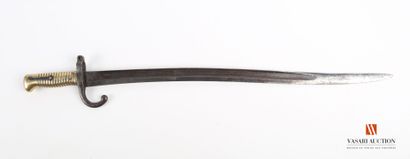 null Baïonnette Chassepot modèle 1866, lame yatagan, poignée bronze, SF, LT 69,5...