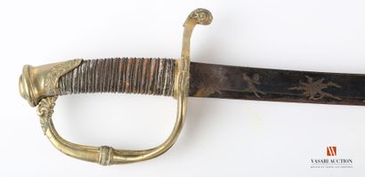 null Sabre modèle 1821 pour officier d'infanterie, lame légèrement courbe de 72,5...