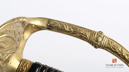 null Marine officer sword, straight blade, gilded and chased brass mounting, plate...