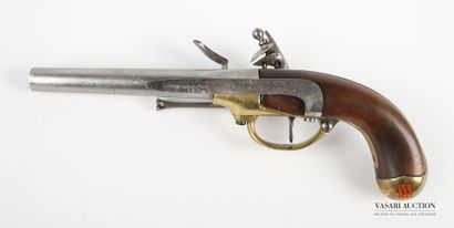 null Pistolet réglementaire français modèle 1777, canon de 19 cm, coffre à silex...