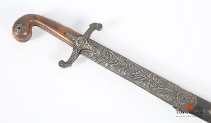 null Ottoman Shamshir sword, curved blade of 81 cm, with throat on each side and...