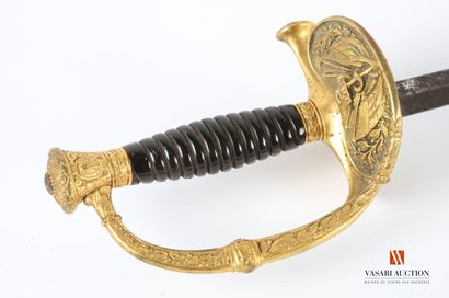 null Marine officer sword model 1837 modified 1848, gilded brass mounting with one...