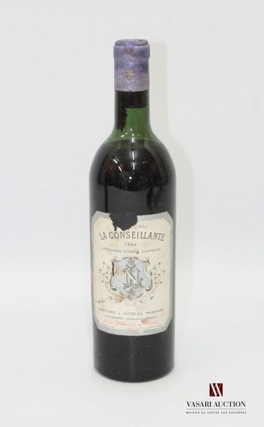 null 1 bottle Château LA CONSEILLANTE Pomerol 1964
	And. a little stained and torn....