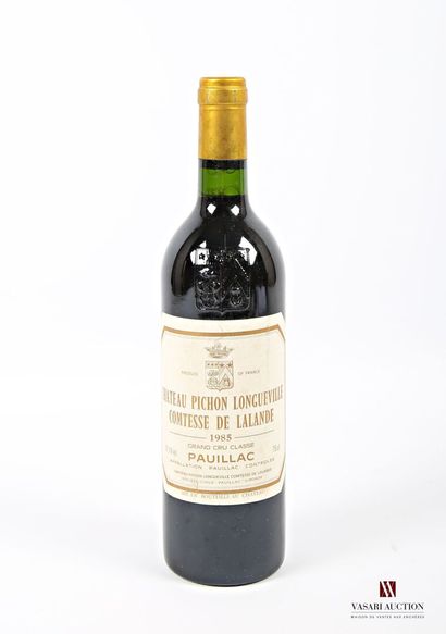 null 1 bouteille	Château PICHON LALANDE	Pauillac GCC	1985
	Et. un peu tachée. N :...
