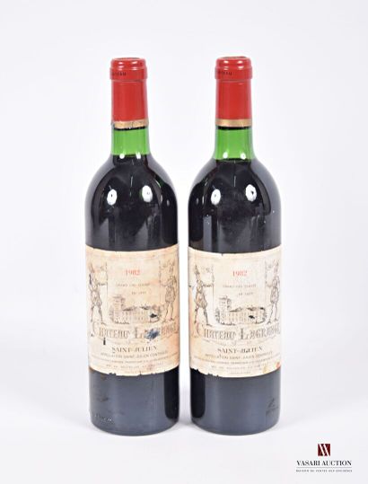 null 2 bottles Château LAGRANGE St Julien GCC 1982
	And. stained and a little worn...