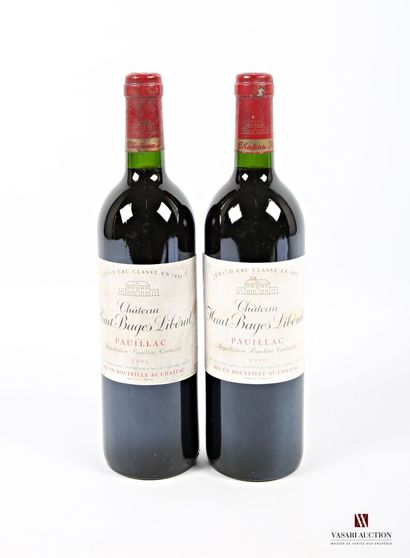 null 2 bouteilles	Château HAUT BAGES LIBÉRAL	Pauillac GCC	1996
	Et.: 1 un peu tachée,...