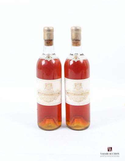 null 2 bouteilles	Château COUTET	Barsac 1er GCC	1961
	Et. à peine tachées. N : limite...