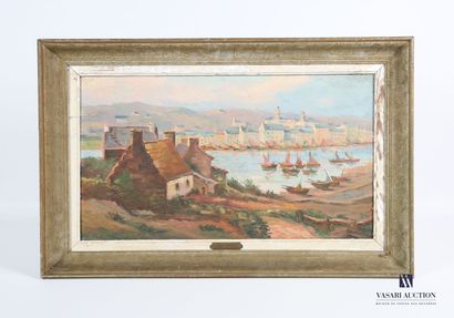 null French school of the XXth century
View of the city from the river
Oil on canvas
Carries...
