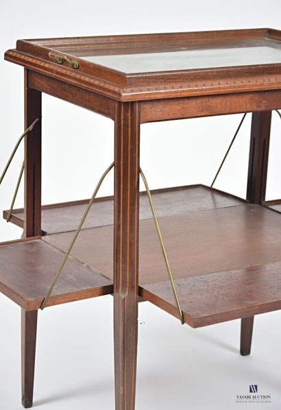 null Mahogany and mahogany veneer tea table of rectangular shape, the removable tray...