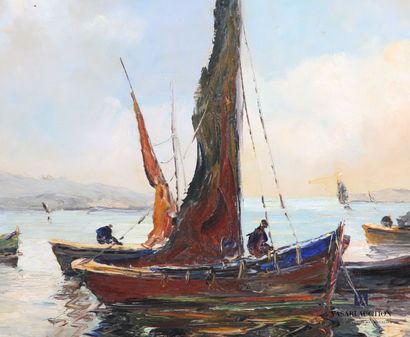 null BISSINGER Louis (1899 - 1978) known as Régis BERARD
Sailboats 
Oil on isorel
50...