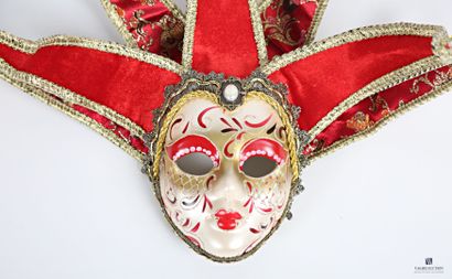 null Lot including two modern masks in the Venetian carnival style in plaster and...