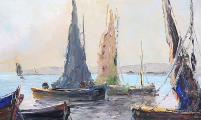 null BISSINGER Louis (1899 - 1978) known as Régis BERARD
Sailboats 
Oil on isorel
50...