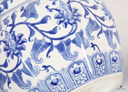null CHINA 
Two white/blue porcelain pot covers of octagonal form, the body with...