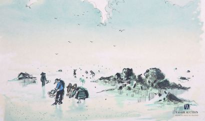 null BAZARD Alain (XXème siècle)
Ramasseurs de coquillages sur la plage
Lithographie...