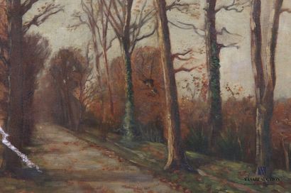 null École française du XIXème siècle
Allée en automne 
Huile sur toile
33 x 46 cm
(toile...