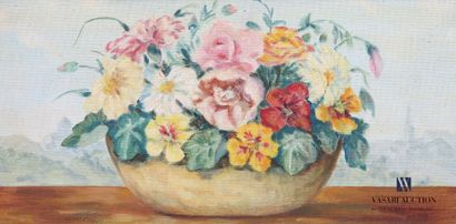 null French school of the XXth century
Bouquet of flowers in a pot in front of a...