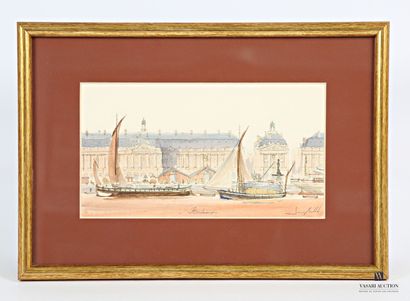 null BELLOT (20th century) 
View of the quays of Bordeaux 
Watercolor
Signed lower...